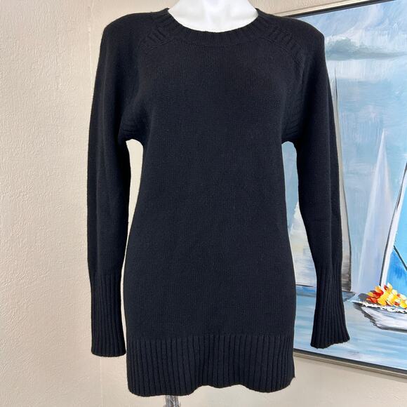 J Crew Cashmere Sweater  Tunic length Black Size med - Picture 1 of 7
